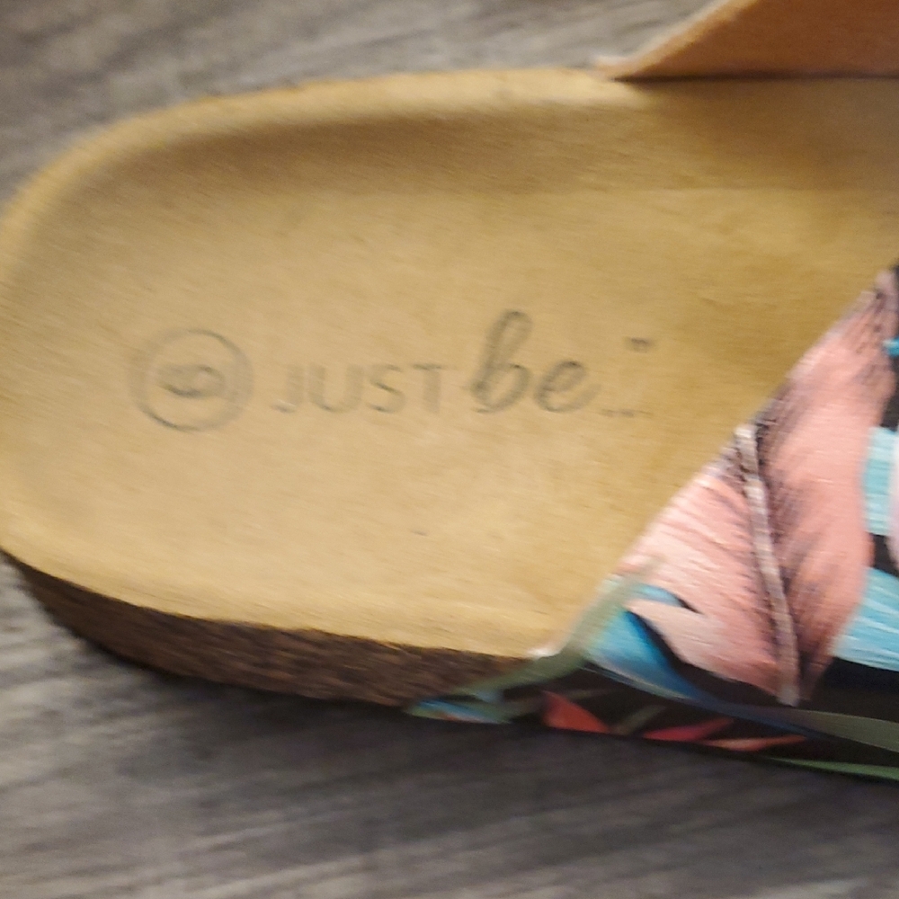 Just Be Floral Print Cork Footbed Slide Sandals - Multicolor - Picture 5 of 9